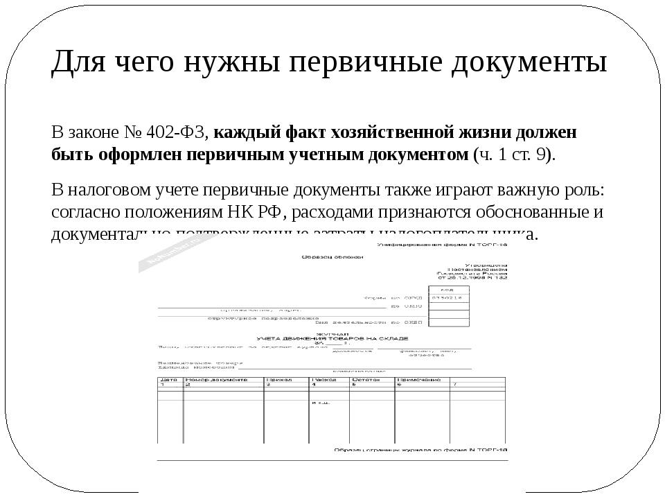 Образцы первичных документов