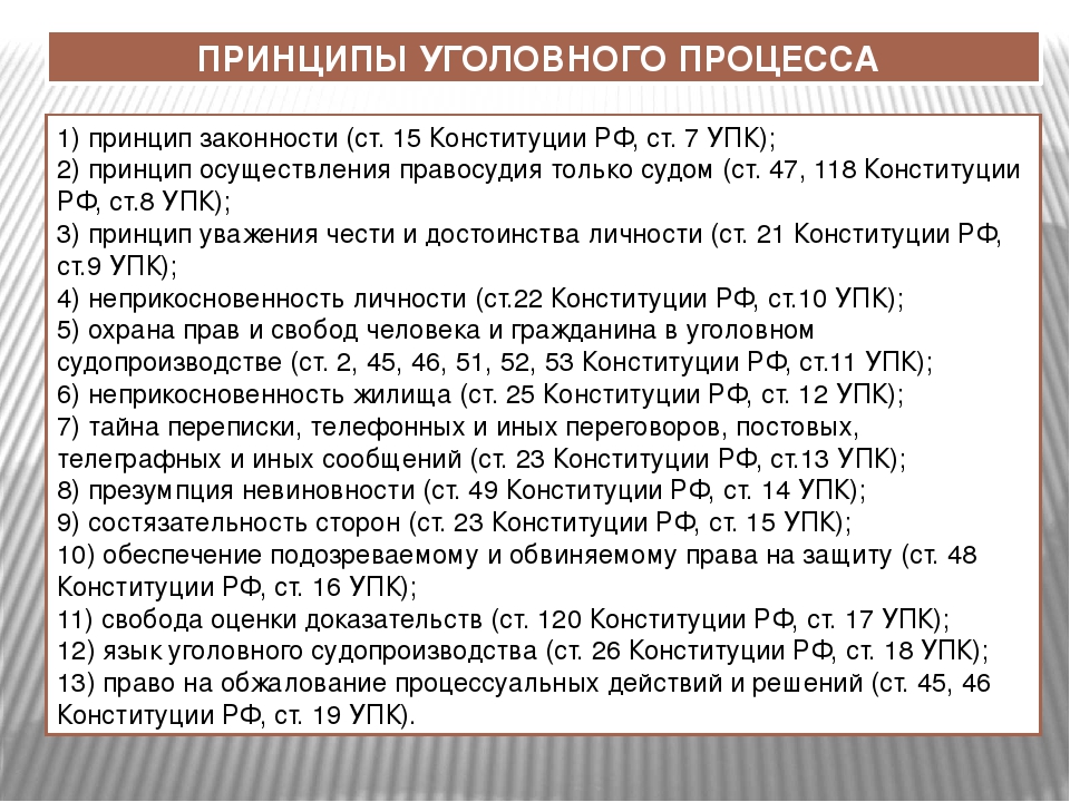 Упк полномочия. Статьи уголовного процесса. Принципы уголовного судопроизводства. Принципы уголовного судопроизводства в РФ. Принципы судопроизводства уголовного процесса.