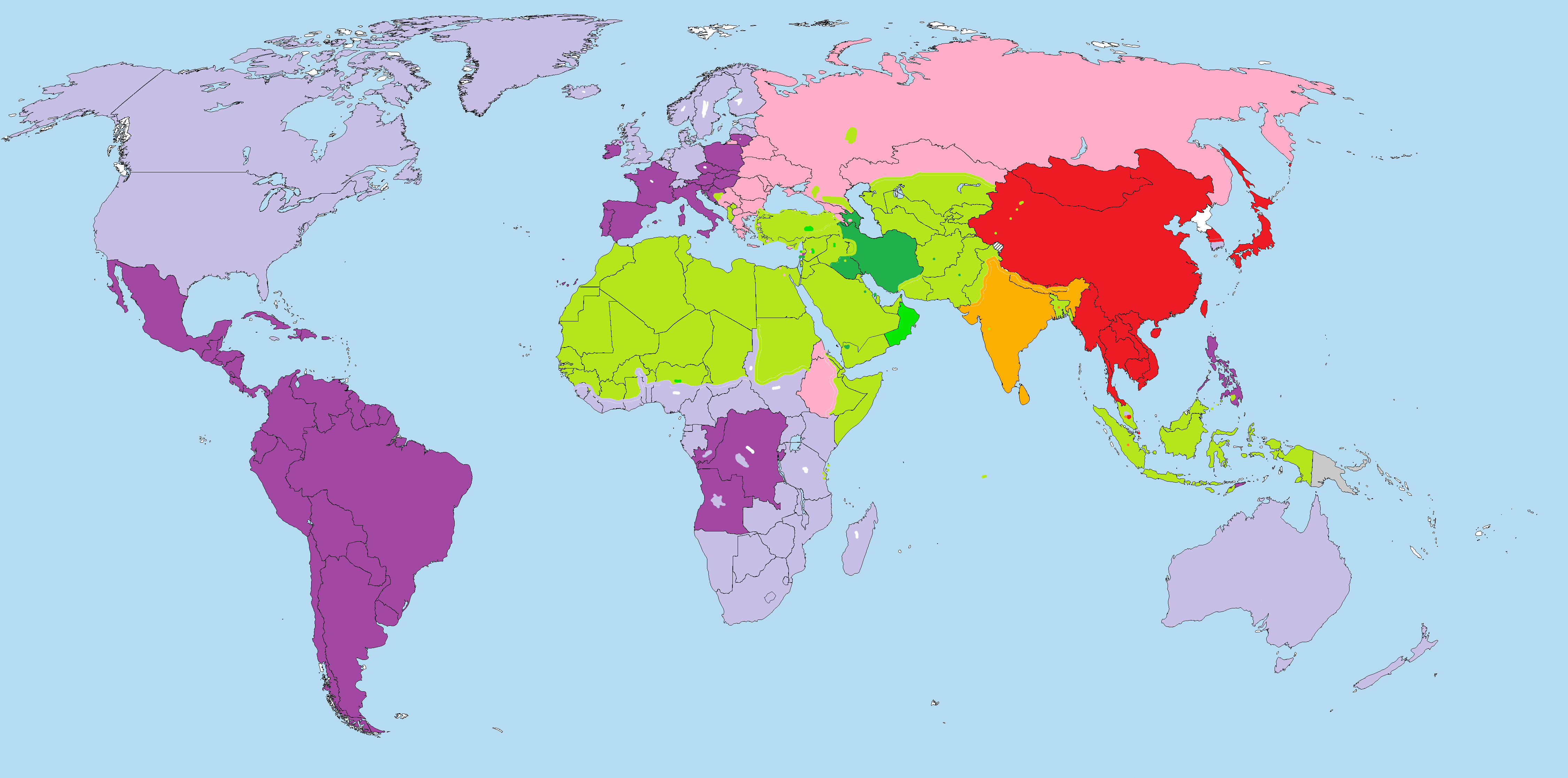 Карта вероисповеданий мира