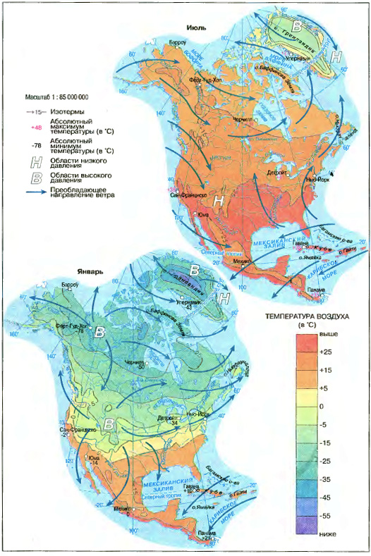 Климатическая карта северной америки
