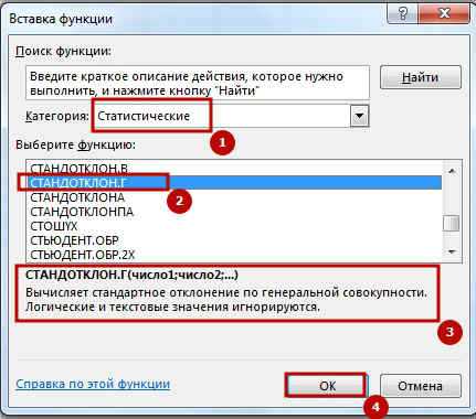 Среднее линейное отклонение в excel