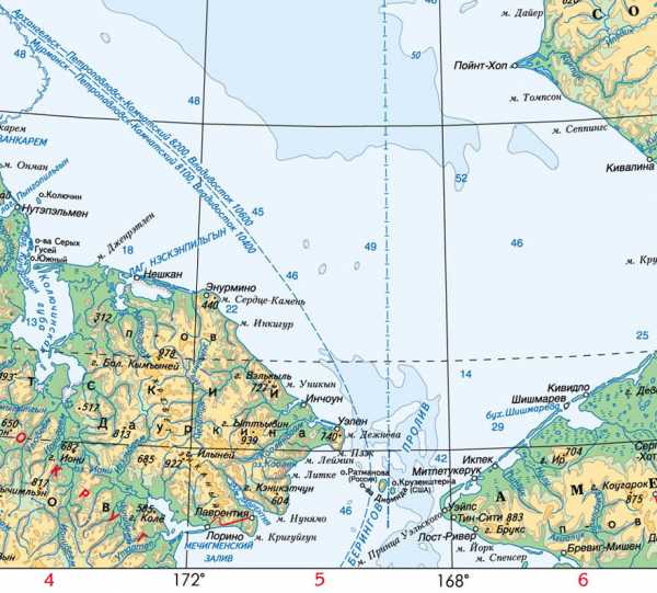 Берингов пролив на карте евразии физическая карта